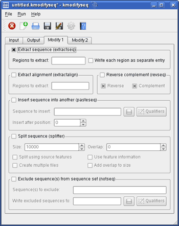 Options tab of kmodifyseq